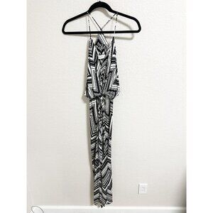 T-Bags Los Angeles Womens Plunge V Neck Knot Front Maxi Dress Geometric Medium